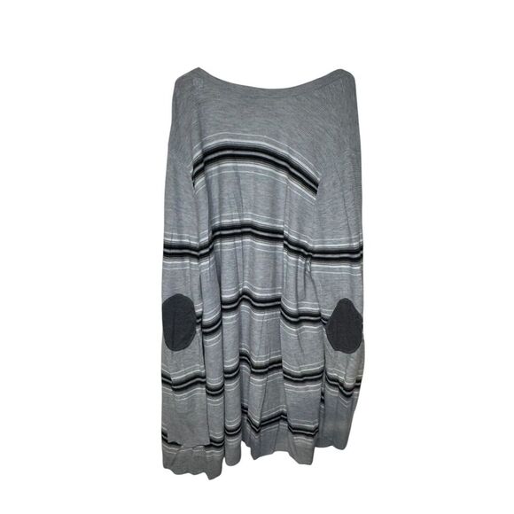 Talbots Women's Sweater Striped Elbow Patches Open Front Duster Cardigan Grey 2X - Picture 7 of 10